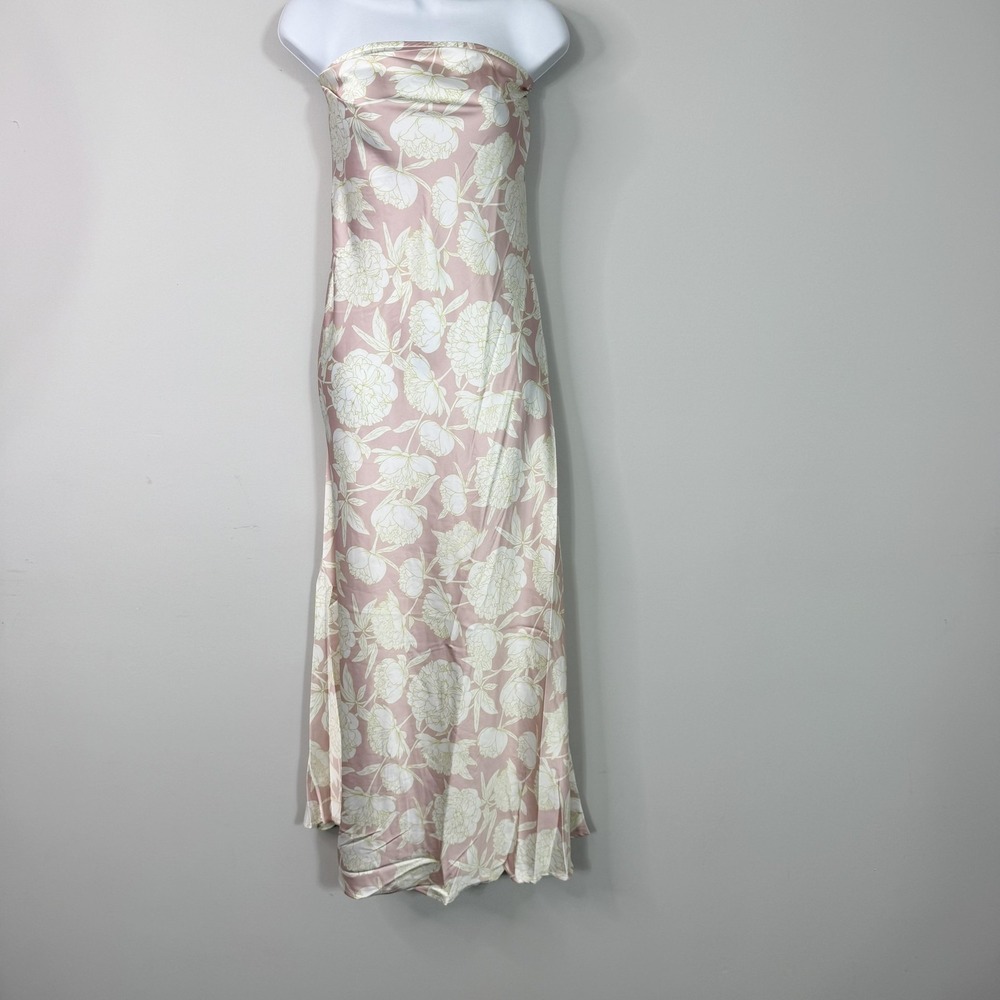 Petal + Pup Dress Womens XL Pink Floral Cowl Neck Strapless Satin Maxi Gemma